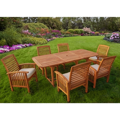 Acacia Wood Patio Extendable Dining Table, Brown