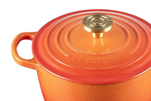 Le Creuset Enameled Cast Iron Signature Oval Dutch Oven, 15.5 qt., Flamme Doree with Crucible Knob