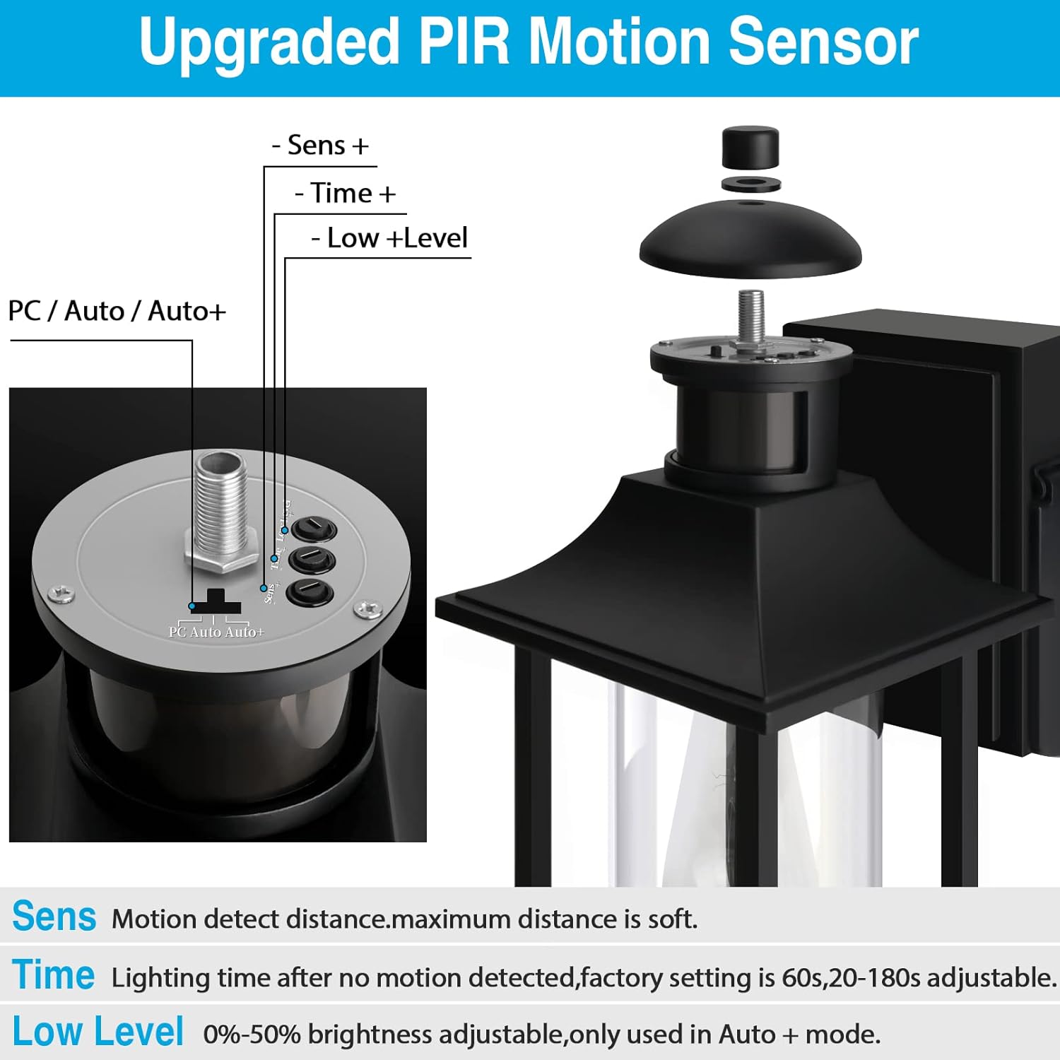 Outdoor Porch Light with GFCI Outlet for House,Dusk to Dawn Motion Sensor Outdoor Light Fixture Exterior Work with Security Camera