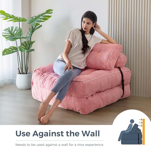 MAXYOYO Folding Sofa Bed, Convertible Sleeper Chair with Pillow Foldable Mattress with Back Support