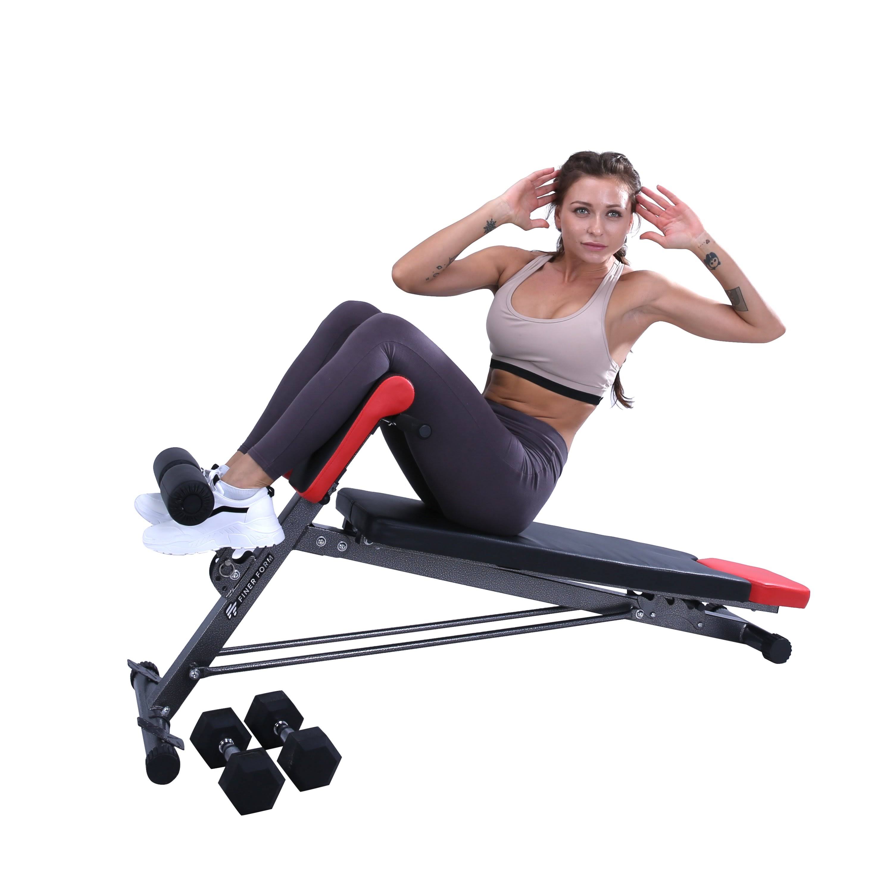 Finer Form Multi-functional Bench for Full All-in-One Body Workout – Hyper Back Extension, Roman Chair, Adjustable AB Sit Up Ben