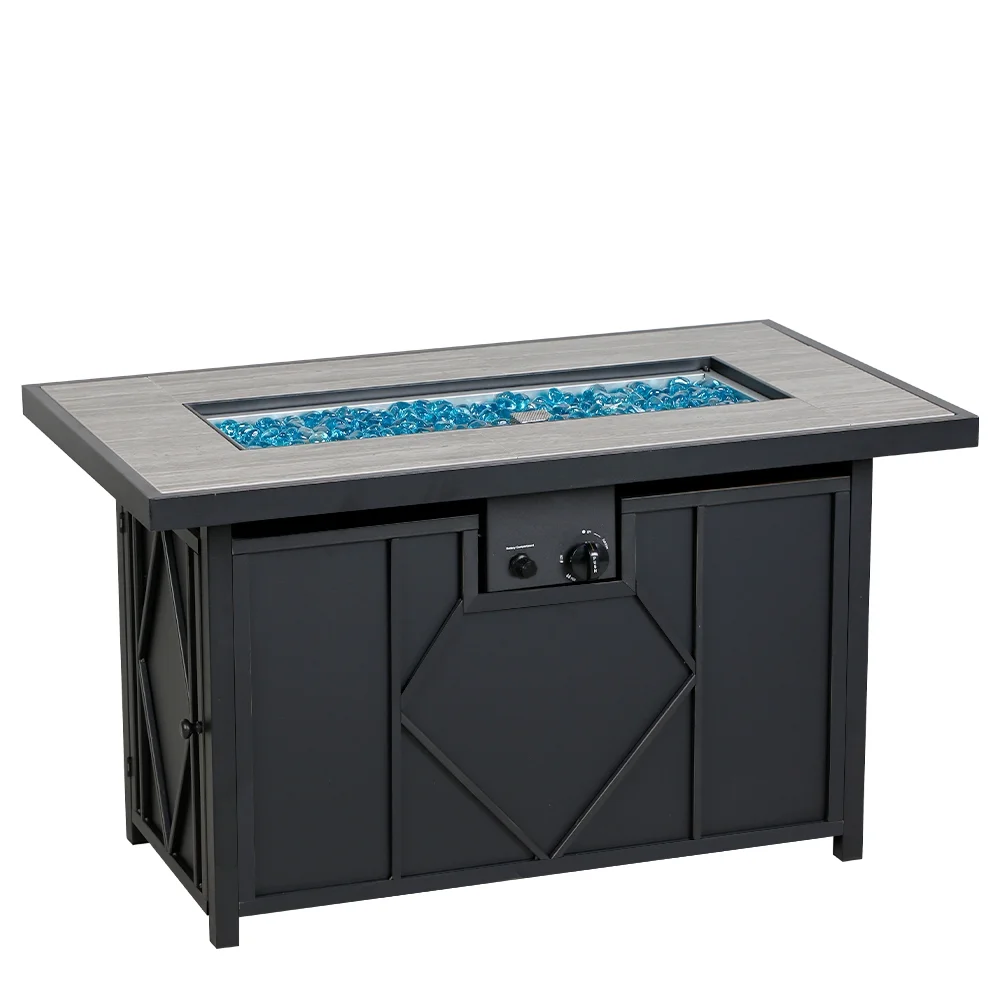BALI OUTDOORS 42 in. 60,000BTU Fire Pit Propane Gas Fire Pit Table Rectangular Tabletop