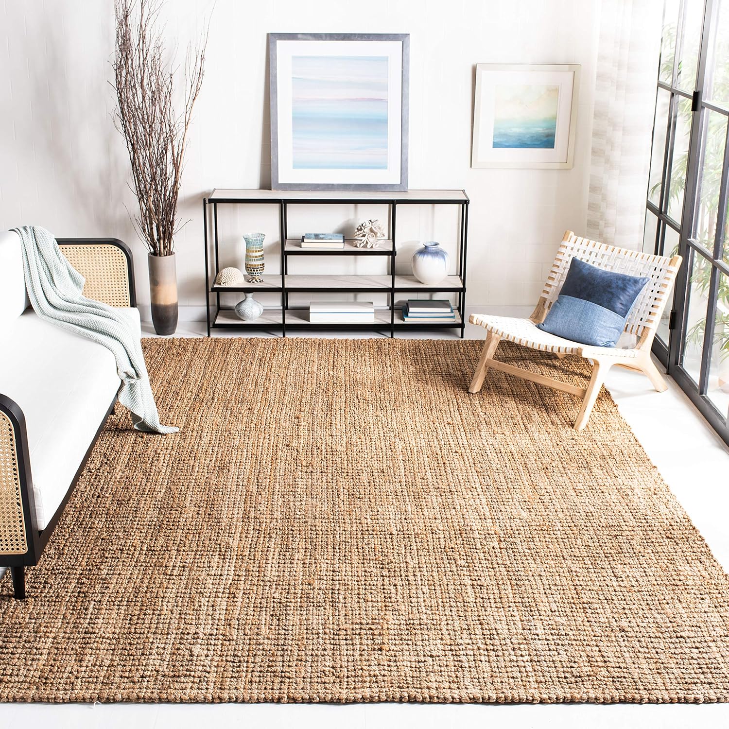 SAFAVIEH Natural Fiber Collection X-Large Area Rug - 11' x 15', Natural, Handmade Chunky Textured Jute 0.75-inch Thick