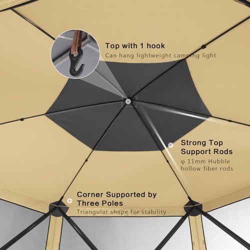MASTERCANOPY 12x12FT Pop Up Gazebo Screen Tent - Instant Screen House with Netting, Quick Set, Outdoor Canopy Shelter with Carry Bag for Camping