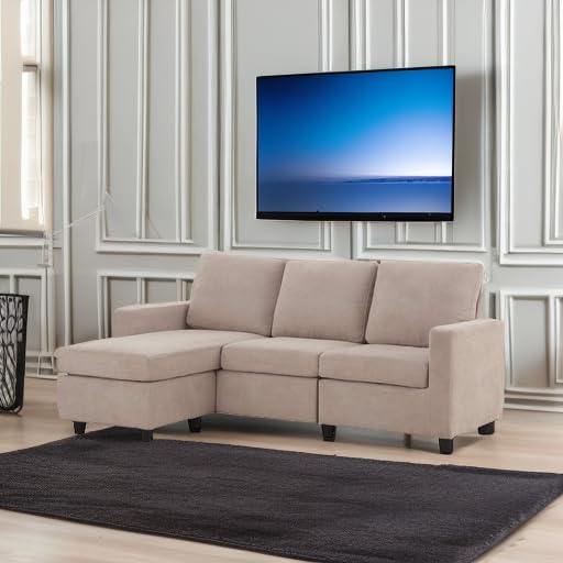 HONBAY Convertible Sectional Sofa, L Shaped Couch with Reversible Chaise for Small Space, Black