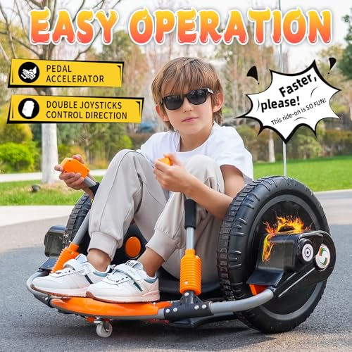 Electric Drift Kart with 16" Large Tyres, 360° Swivel Capability, Dual Lever Steering, 12V Ride On Toys for Boys and Girls from 3 Years Old