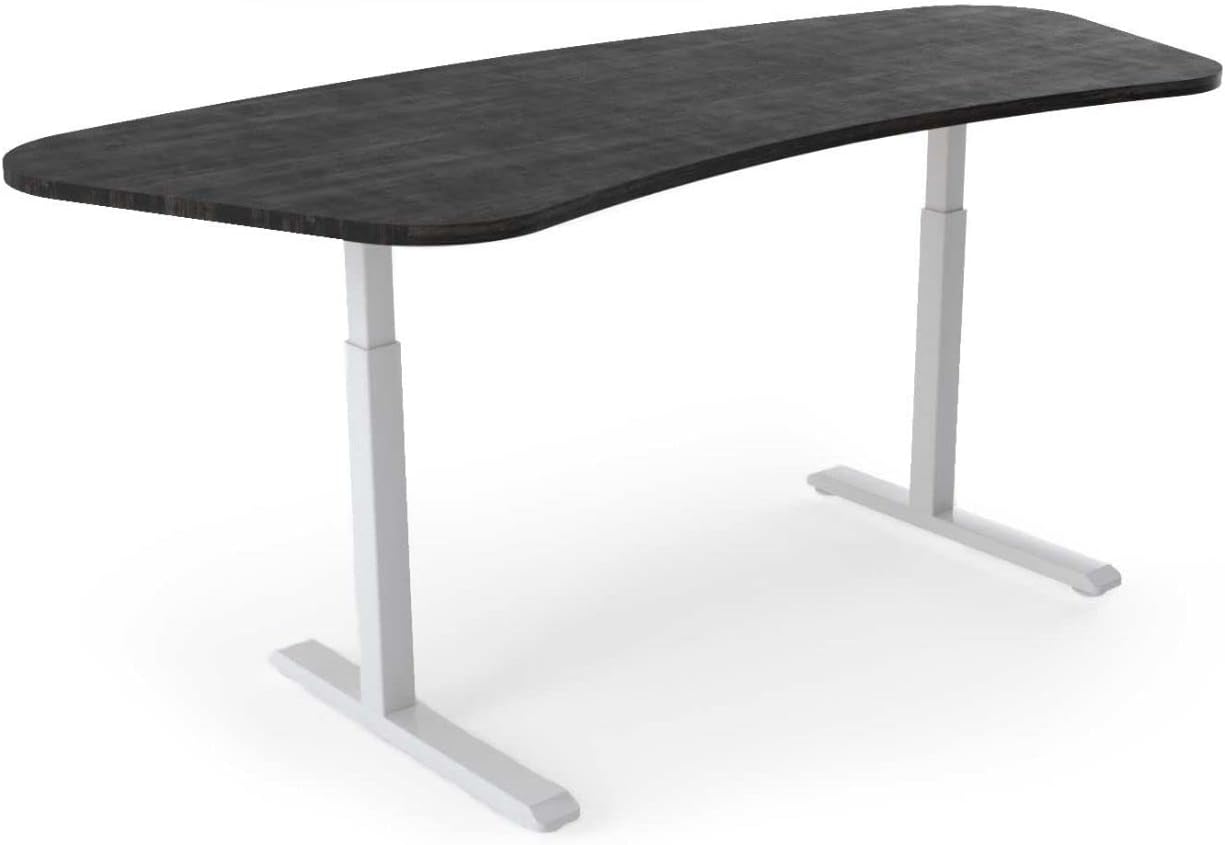 ERGONOMYX Electric Stand-Up Desk (Works with Alexa & Smartphone), 1-Piece Solid Bamboo Top, Smartphone-Controlled