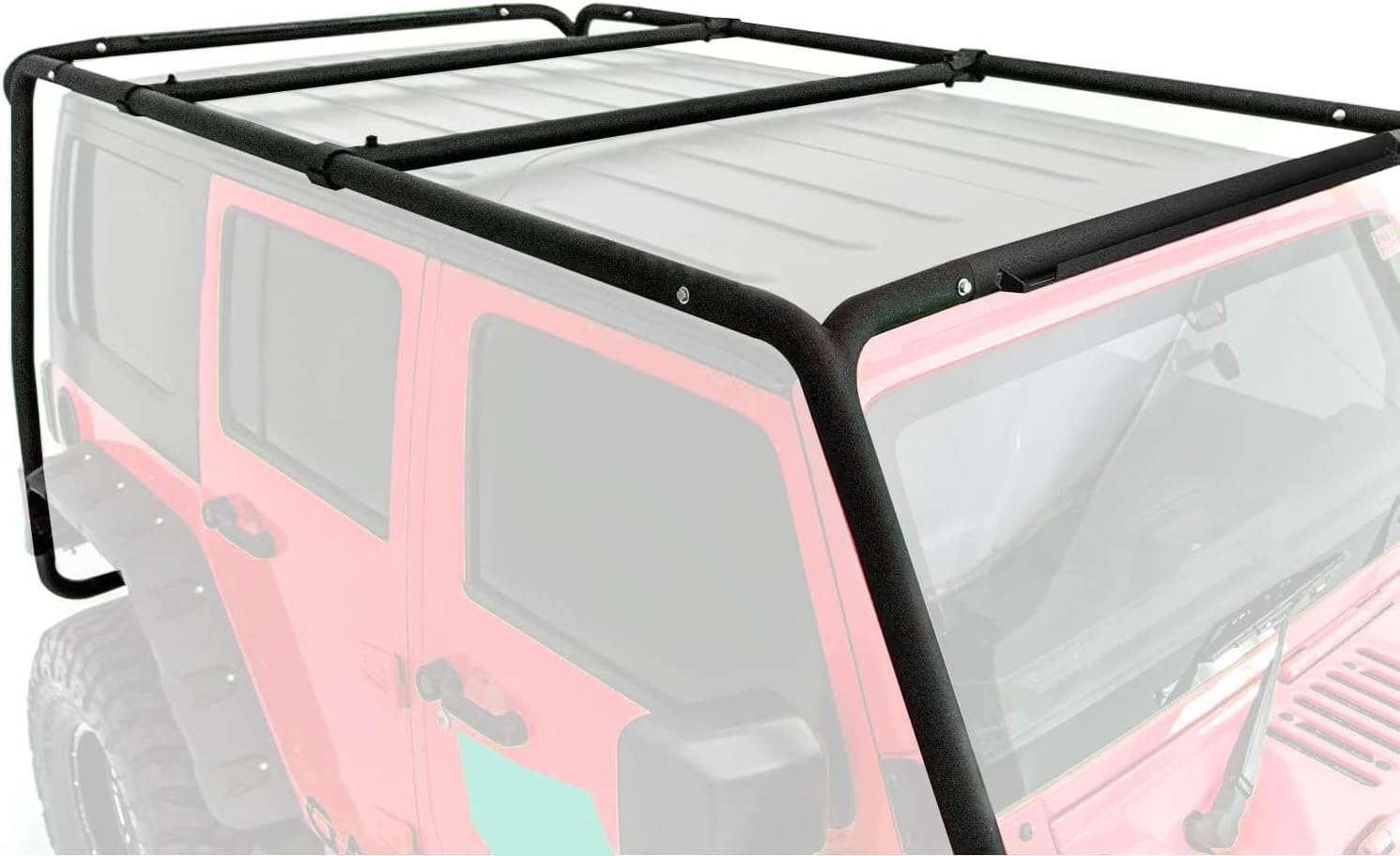 ECOTRIC Heavy Duty Roof Rack Cargo System Base Compatible with 2007-2018 Jeep Wrangler JK 4 Door ONLY Removable Top Cross Bar Extra Cargo Space