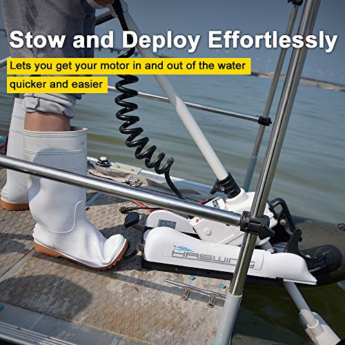 AQUOS Haswing White 12V 55LBS 54 Inch Bow Mount Trolling Motor with 2.4G Remote Control and Quick Release Bracket for Pontoon Boat Fishing