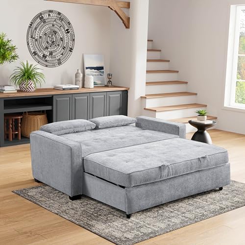 Serta Ainsley 72.6" Convertible Sleeper Sofa, Queen Size, Dreamcoil Comfort, Soft Velvet Fabric, Navy