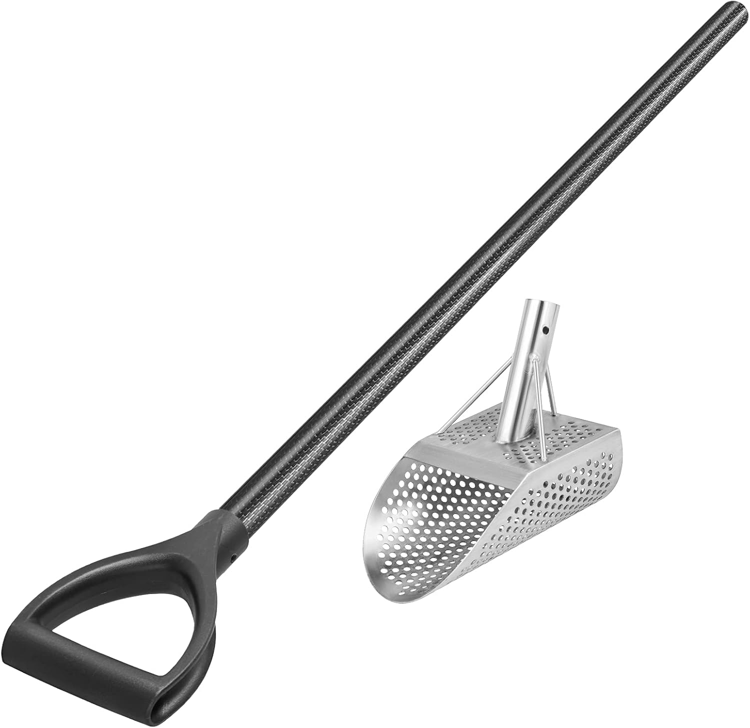 VEVOR Sand 10 MM Hole Detector Shovel Stainless Steel Metal Detecting Beach Scoops, Silver