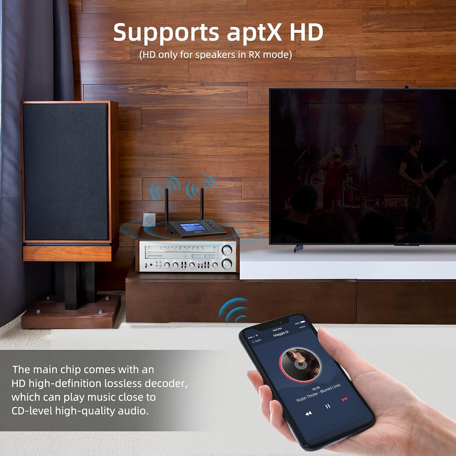 ZIOCOM Bluetooth Transmitter Receiver for TV, Unique Visible LCD Display Wireless Audio Adapter with aptX Low Latency