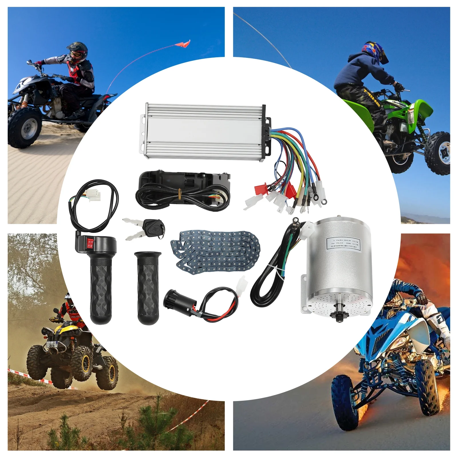 Miumaeov 48-72V 3000W Brushless Motor Kit with Controller and Throttle for Electric Scooter E Bike Engine Motorcycle DIY Part Conversion Kit