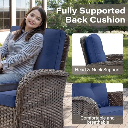 Patio Wicker Chairs Swivel Rocker - Outdoor Swivel Rocking Chairs Set of 2 with Rattan Side Table