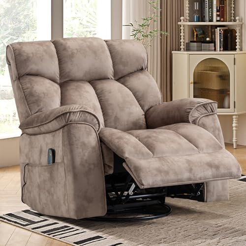 INZOY Massage Swivel Rocker Recliner with Heat and Vibration, Manual Rocking Recliner Chair with Vibrating Massage