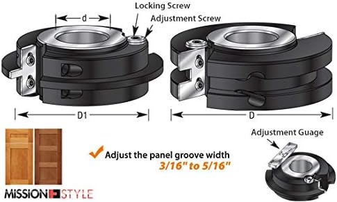 Amana Tool - Adj. Shaper Tongue/Groove Set (61218), Industrial Grade