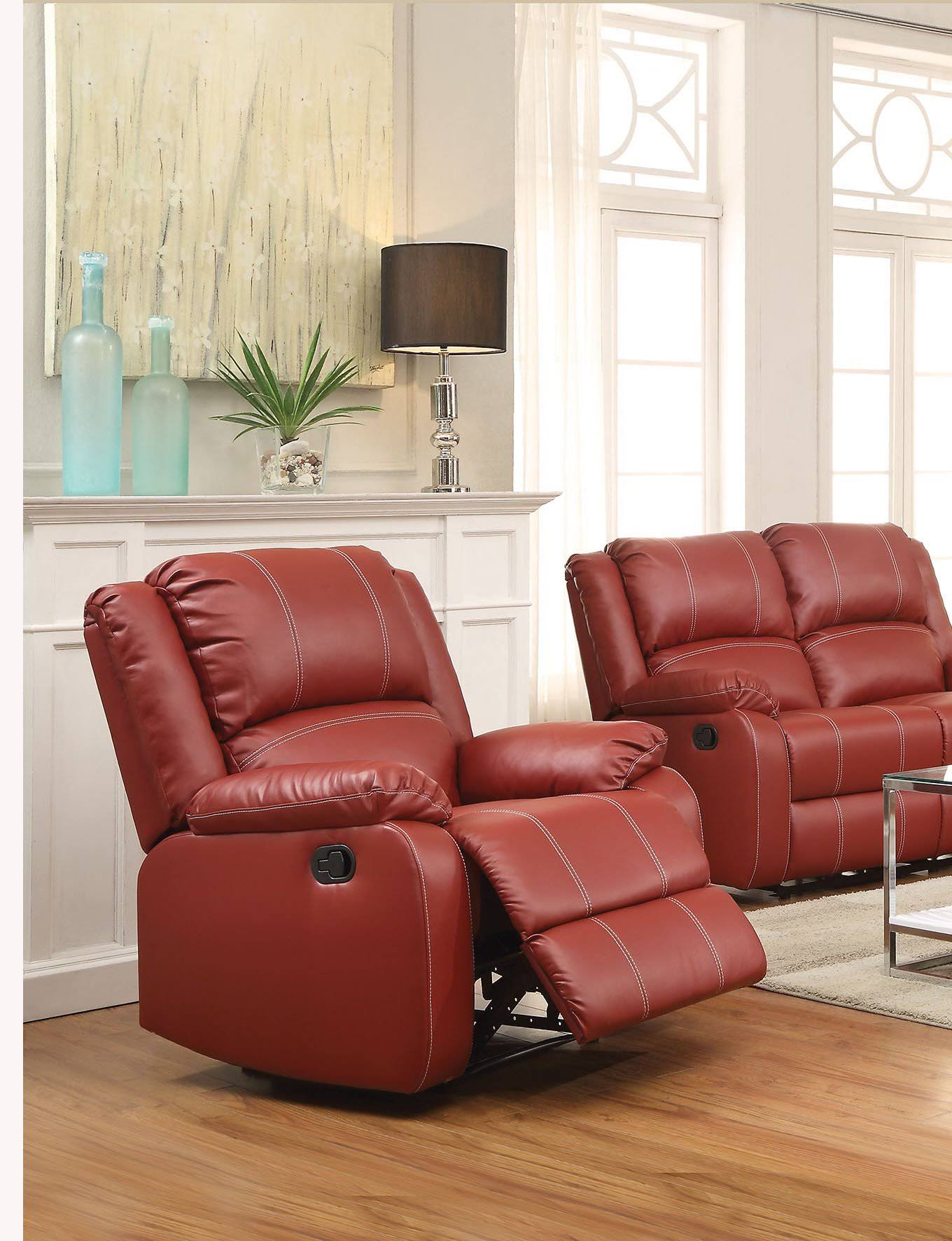 Acme Zuriel Rocker Recliner, Red PU