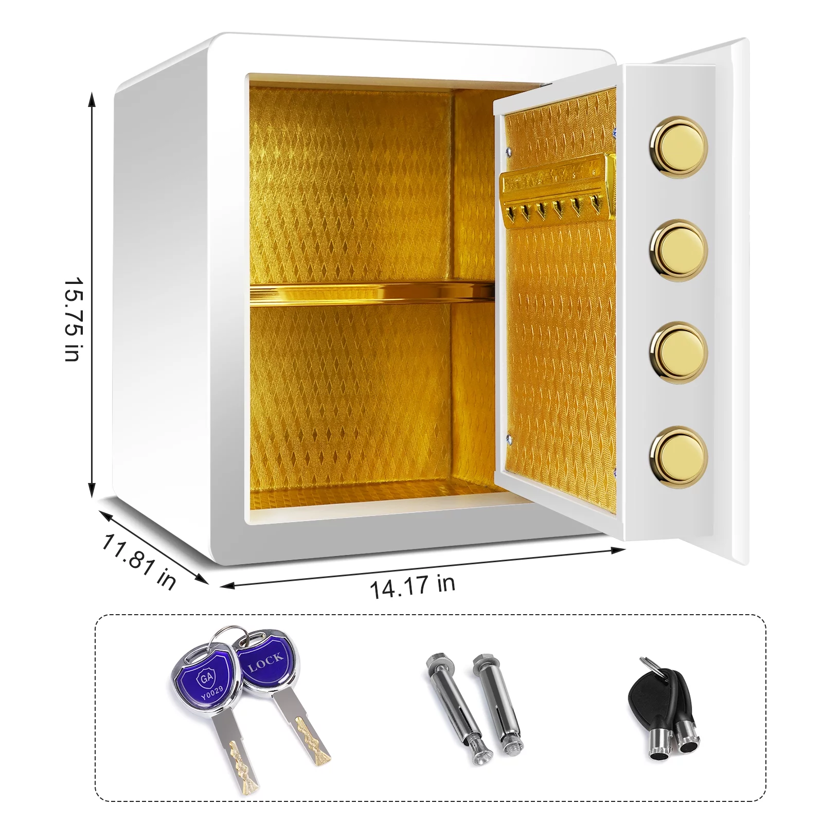 Home Safe with Digital Keypad and Sensitive Alarm System, Money Safe With Removable Shelf and LED Light