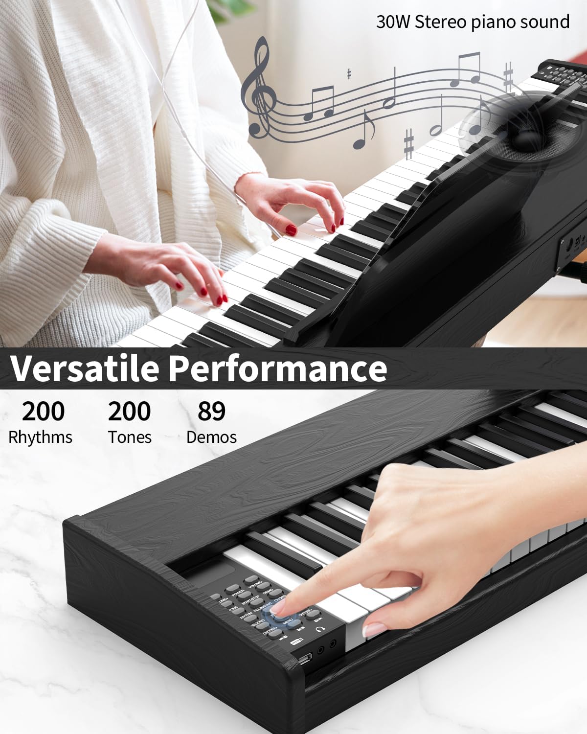 88 Key Digital Piano Keyboard,88 Key Full Size Weighted Hammer Action Electric Keyboard Piano with 200 Rhythms,200 Tones, Triple Pedal,Music Stand