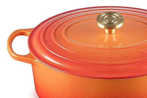 Le Creuset Enameled Cast Iron Signature Oval Dutch Oven, 15.5 qt., Flamme Doree with Crucible Knob