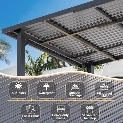 AECOJOY 10&rsquo; x 10&rsquo; Gazebo, Wall Mounted Gazebos Pergola on Clearance, Outdoor Patio Lean to Gazebo Awnings for Deck, Porch