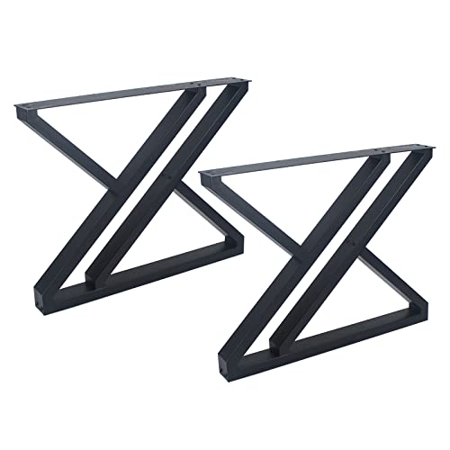 Metal Table Legs 28 Inch Heavy Duty Z Shape Metal Desk Legs Set of 2,28” Height 35” Wide Industrial Table Legs,Black Table Legs,Modern Table Legs