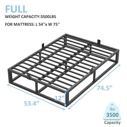 6 Inch Queen Bed Frame with Steel Slat Support, Low Profile Queen Metal Platform Bed Frame Support Mattress Foundation