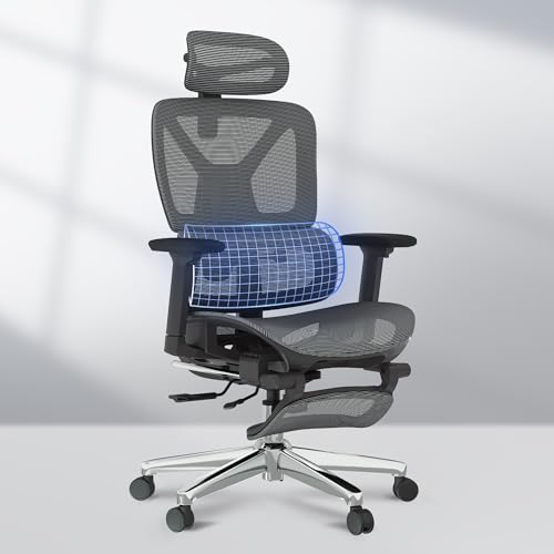 FLEXISPOT ErgoX Premium Ergonomic Office Chair with Footrest- Adjustable 3D Armrests, Dynamic Lumbar Support, Recline & Tilt Function, Mesh Seat