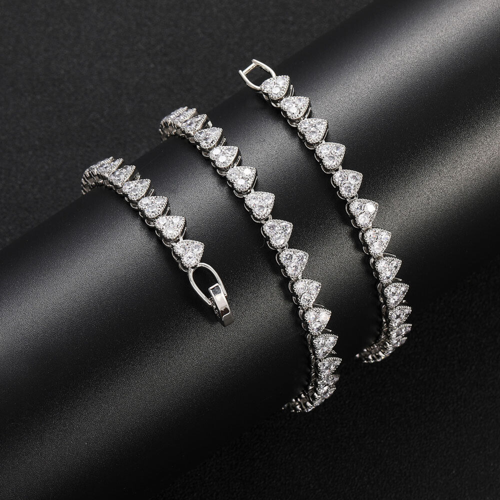 18K Gold and Silver Plated 6.5mm Hip Hop Heart Chain Necklaces Bling ICED 5A+ CZ