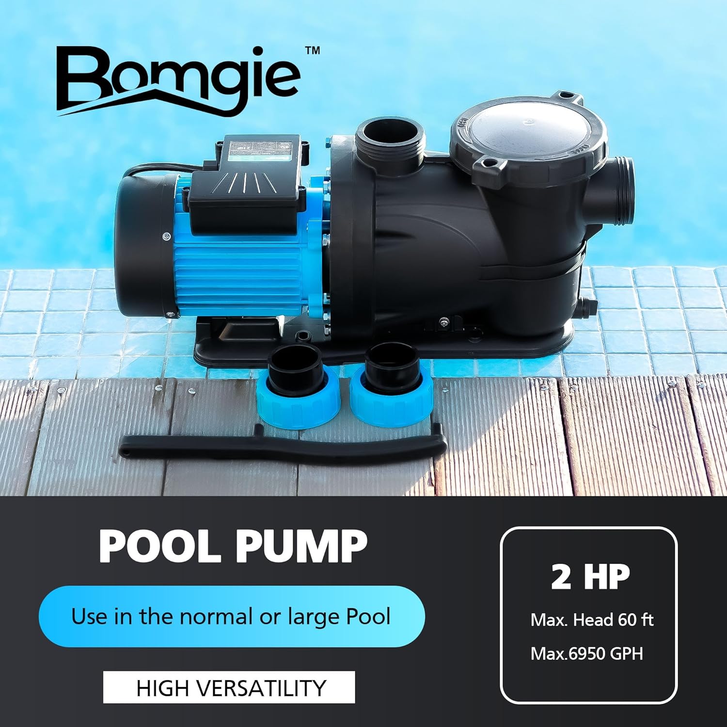 in/Above Ground Pool Pump,2HP with 6950 GPH Swimming Pool Pump, 115V Single Speed High Flow Powerful Self Priming Pool Pumps with Strainer Basket
