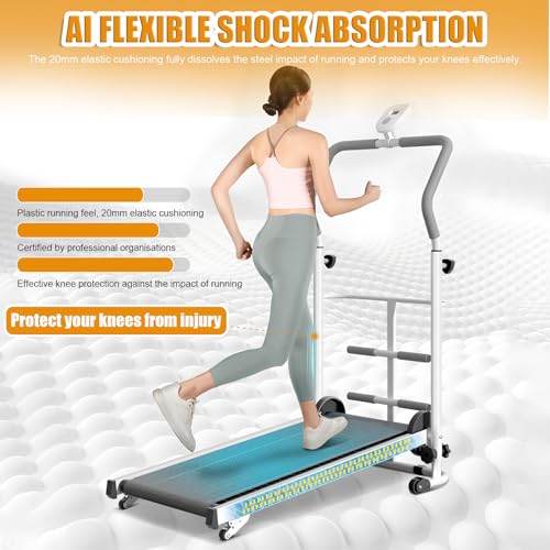 Foldable Treadmill for Kids & Adults, Self-Propelled Indoor Exercise Machine with LED Display, Adjustable Handrail & Incline