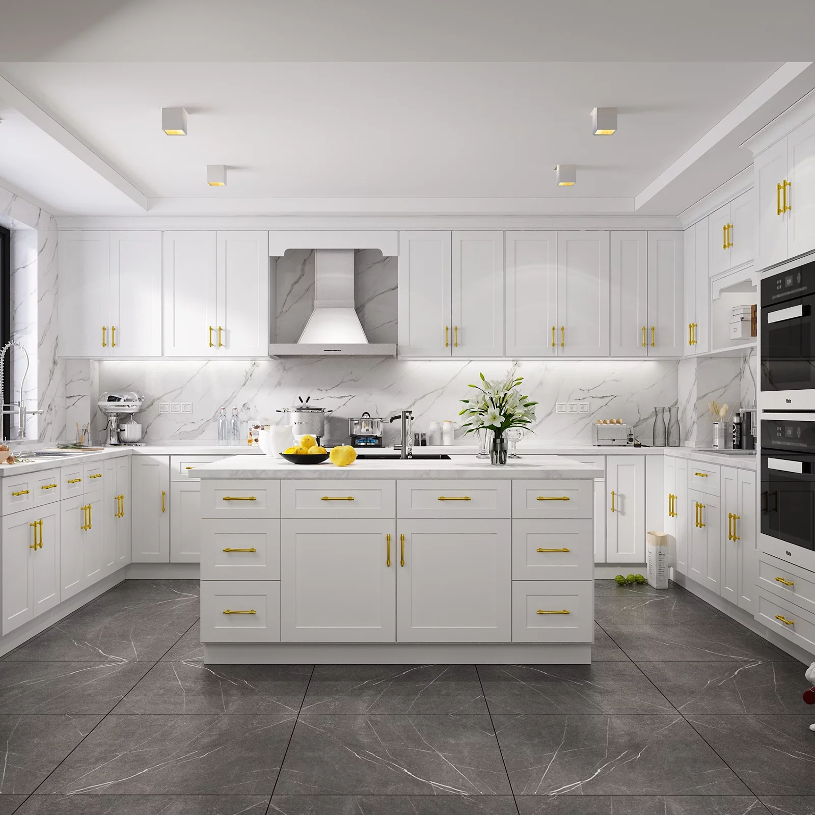 Homlux 24-in W x 12-in D x 42-in H in Shaker White Plywood Wall Kitchen Cabinet Glasses Not Included