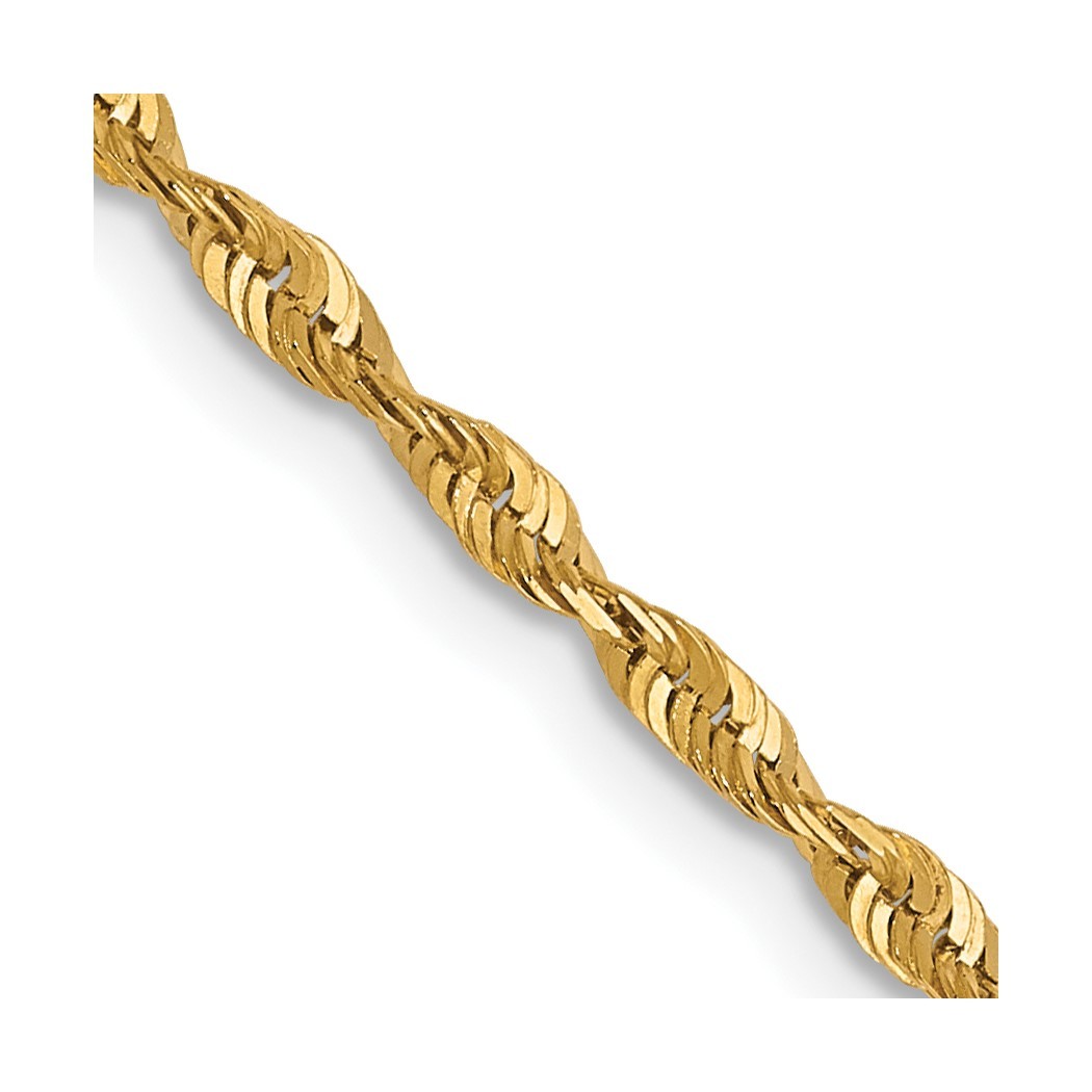 10k Gold 1.8mm Sparkle Cut Lightweight Rope Chain Necklace 22 Inch Jewelry Gifts for Women