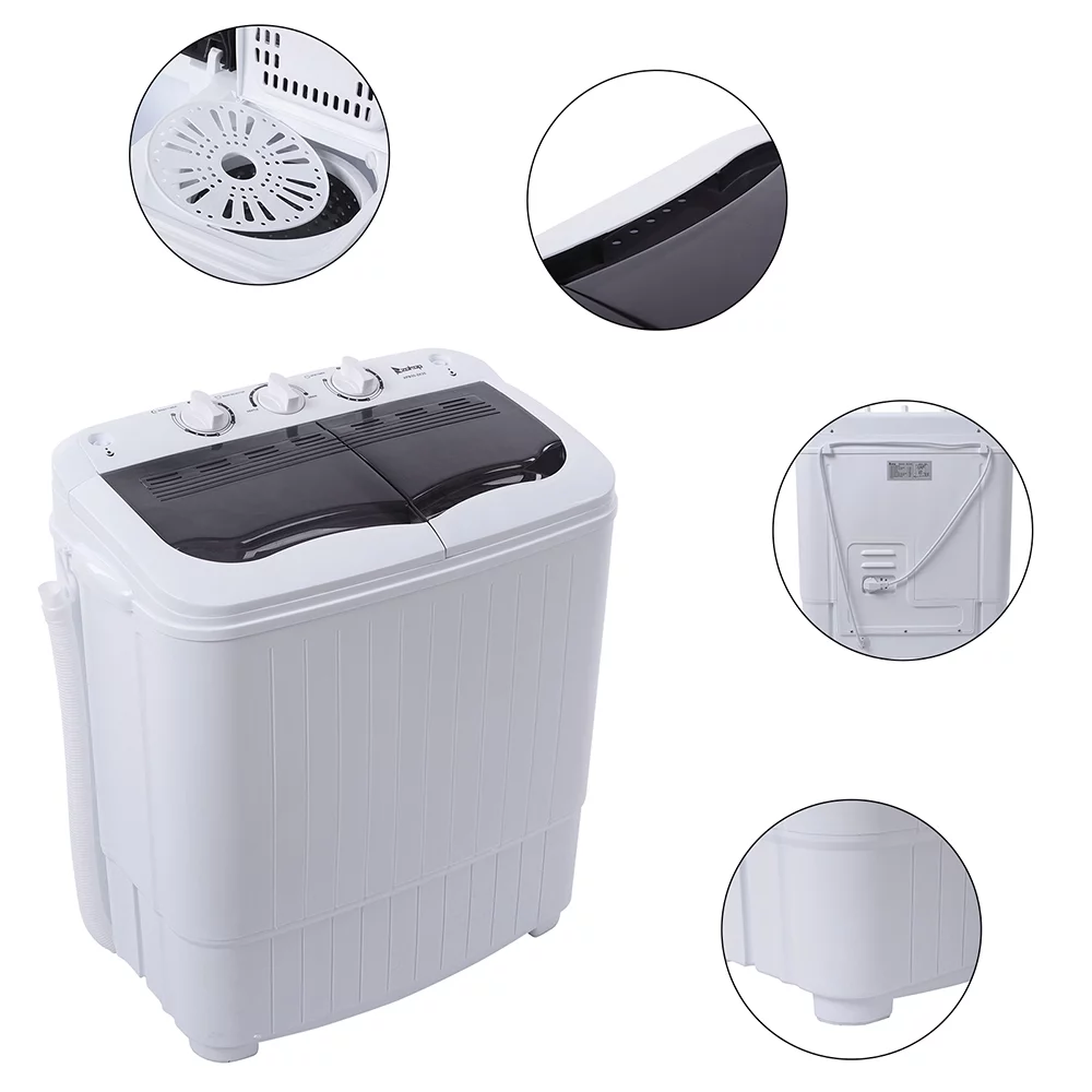 Washing Machine, 14.3 lbs Twin Tub Washer Machine and Dryer Gray