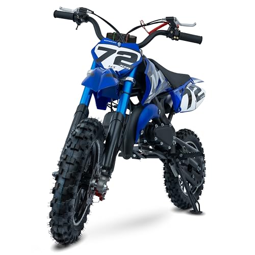 Kids Off-Road Dirt Bike 49CC 2-Stroke Gas Powered Mini Motorcycle with Front & Rear Disc Brakes, Easy Pull Start, 30 MPH Max Speed, 220 LBS Capacity