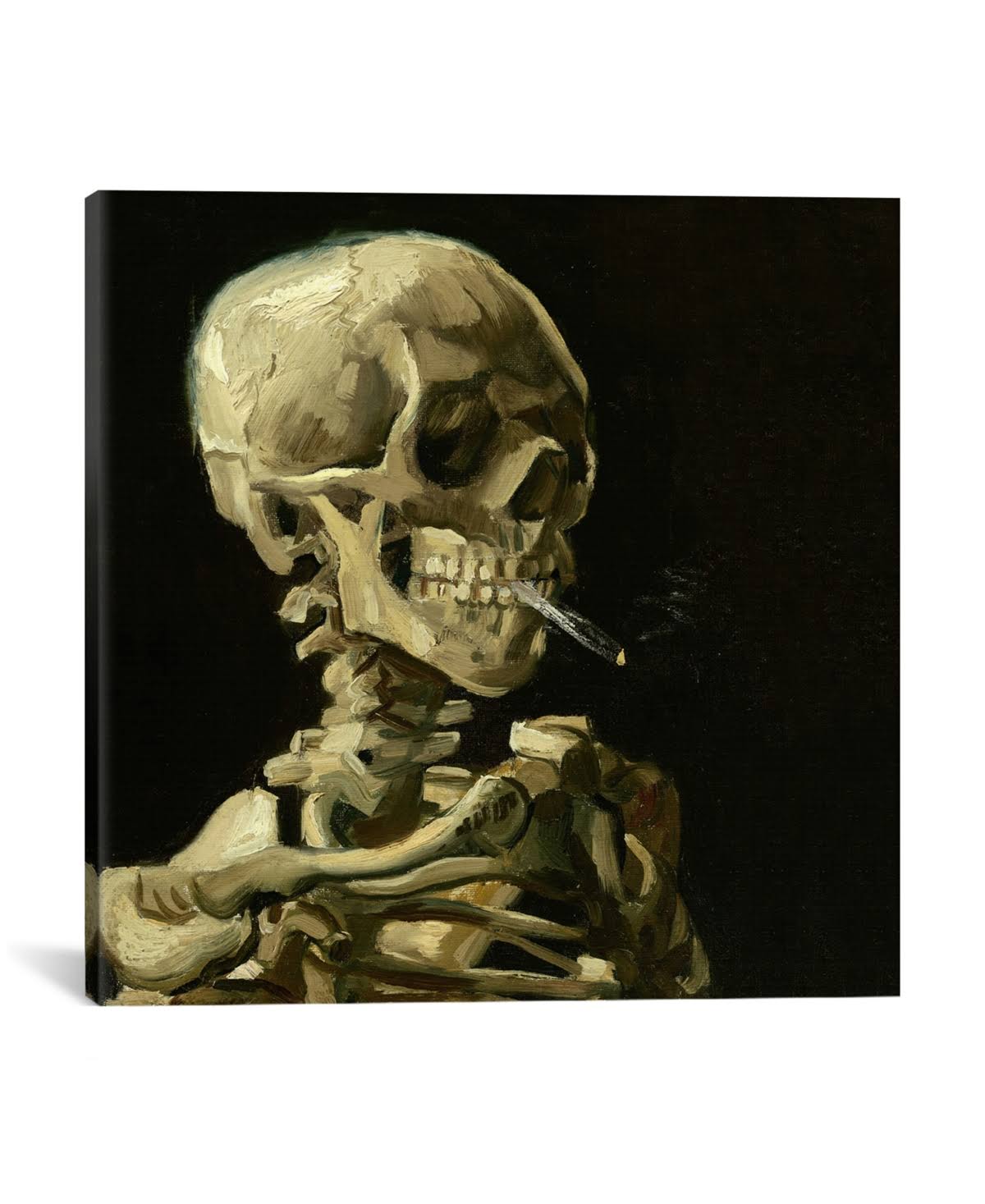 iCanvas Head of A Skeleton with A Burning Cigarette by Vincent Van Gogh Wrapped Canvas Print - 26x22 x 26