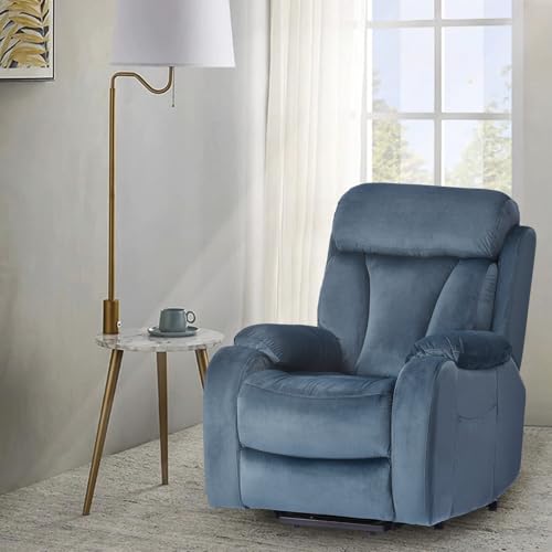Small Power Lift Recliner for Elderly, Lift Chair Recliners, Electric Recliner Chairs for Seniors, Remote Control, Adjustable, Side Pocket (Navy Blue)