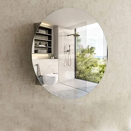 Round Bathroom Mirror Cabinet, Bathroom Wall Storage Cabinet Mirror Medicine Cabinet, Medicine Cabinets for Bathroom with Mirror