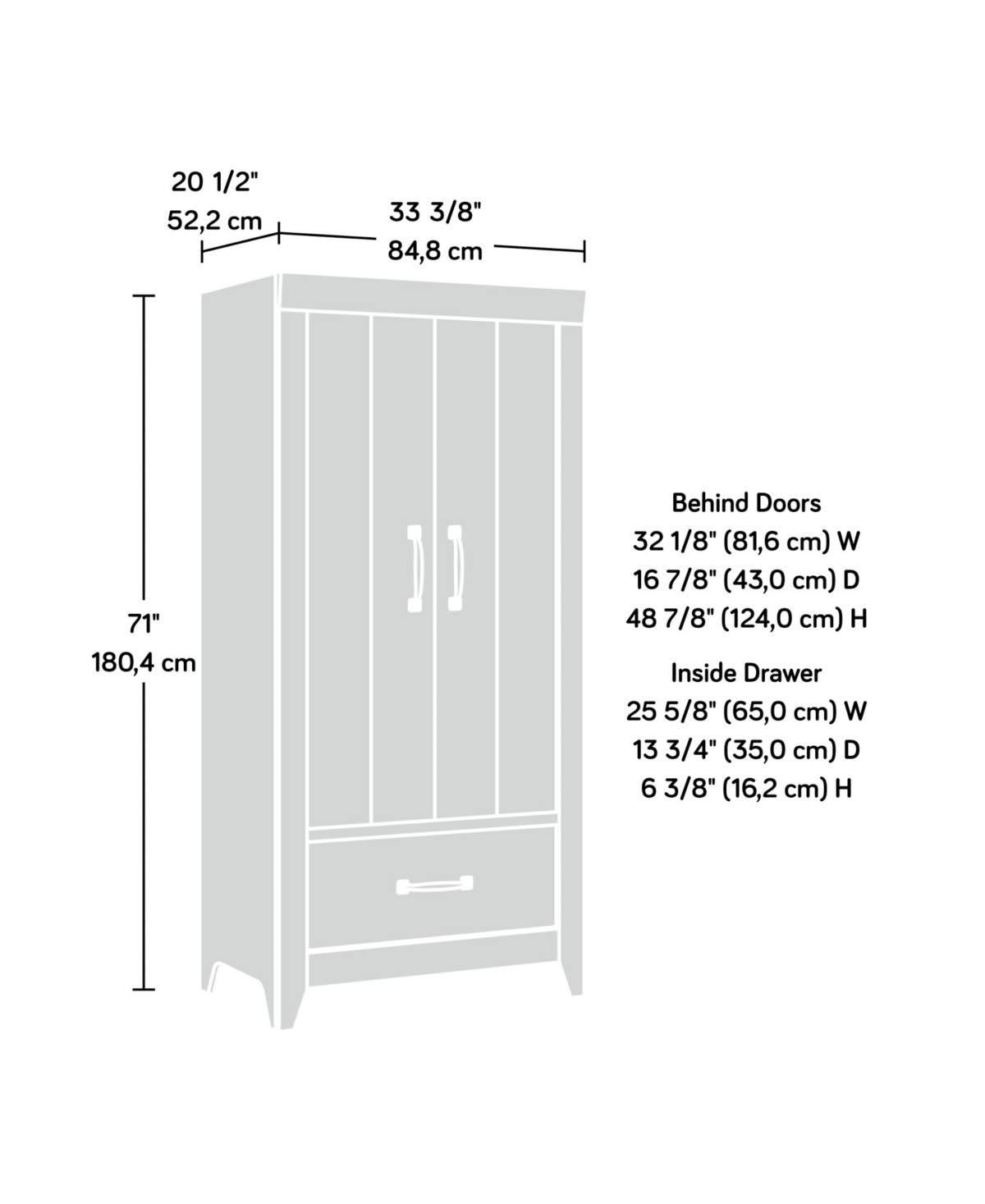 Sauder - Adept Storage Wardrobe - Soft White