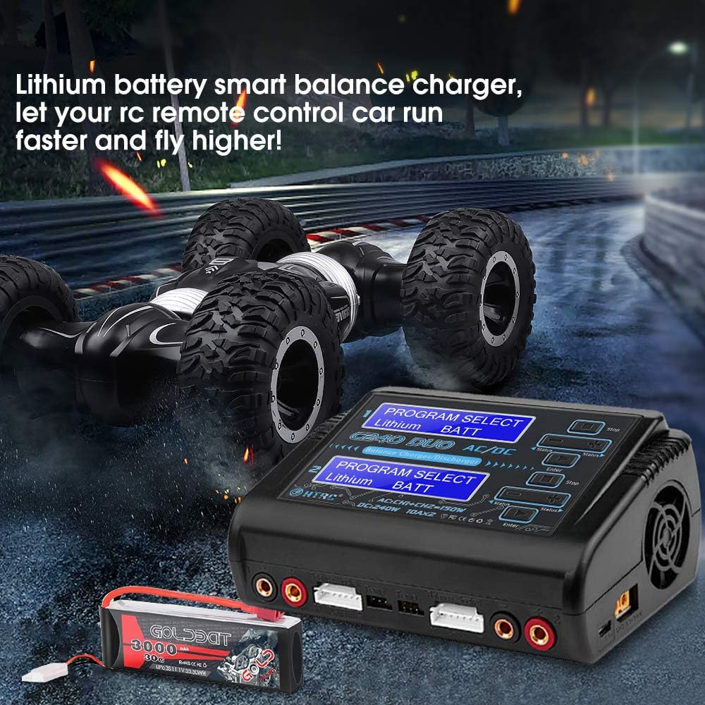 HTRC C240 Dual LiPo Balance Charger 1S-6S AC 150W DC 240W 10A RC Battery Charger Battery Charger Discharge for LiPo/Li-ion/Life(1-6s)
