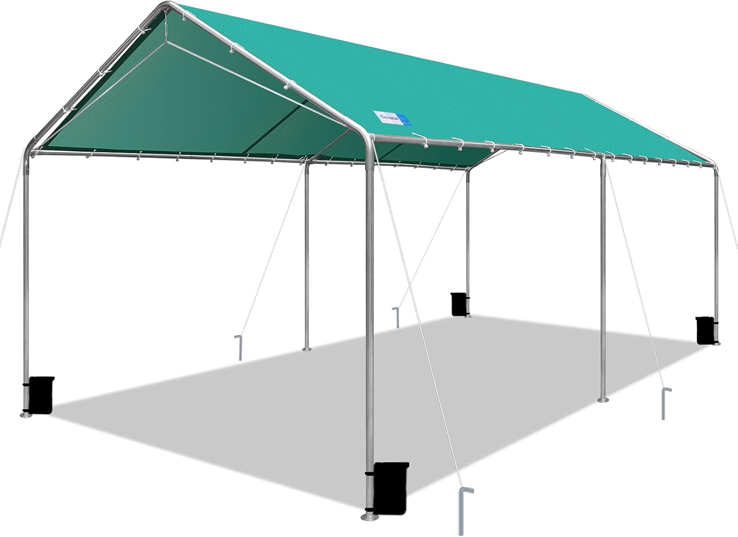 VOYSIGN Outdoor Heavy Duty Carport 10 X 20 Ft, Car Canopy with Three Reinforced Steel Cables (Green)