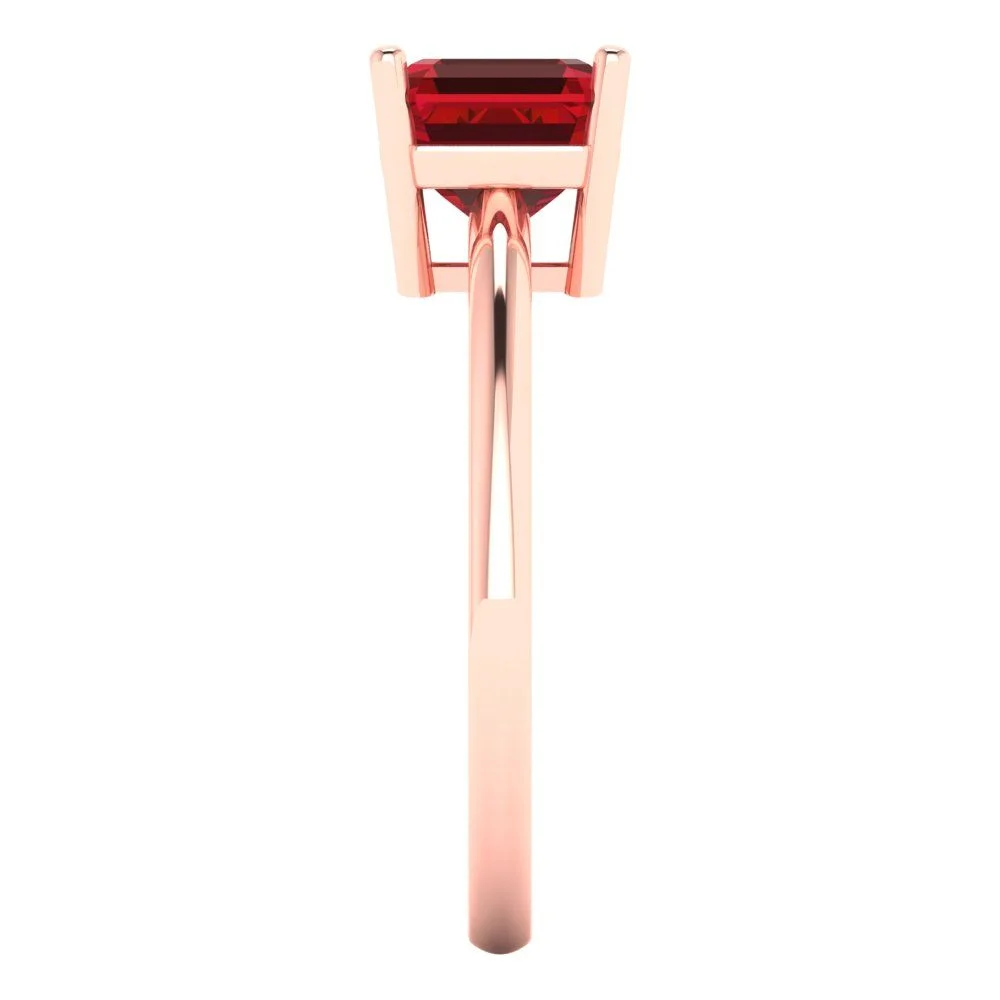 1.5 ct Brilliant Asscher Cut Clear Simulated Diamond 18K Rose Gold Solitaire Ring SZ 6.75