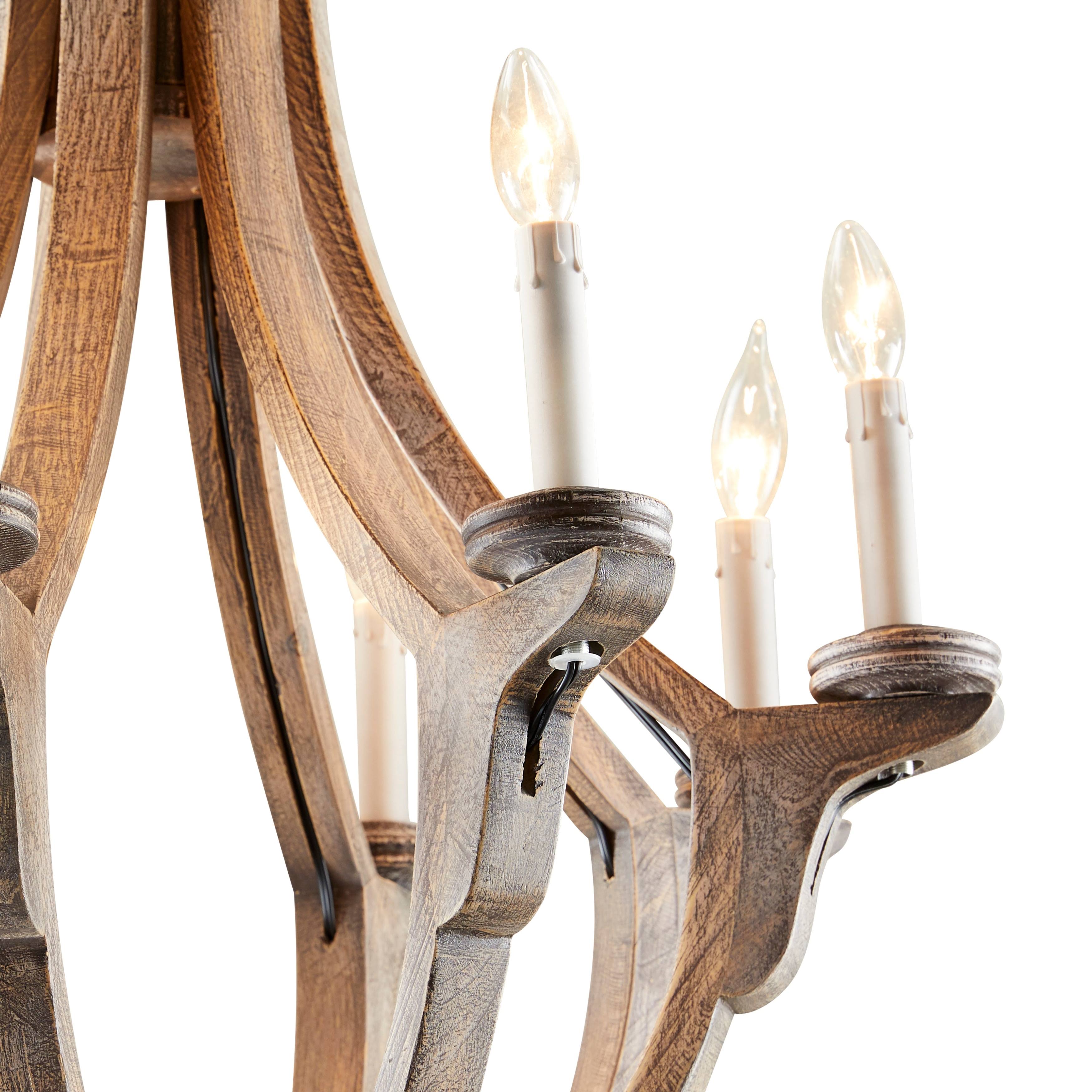 Brown Wood Rustic Candle Chandelier, 28 x 25 x 25 - 42620