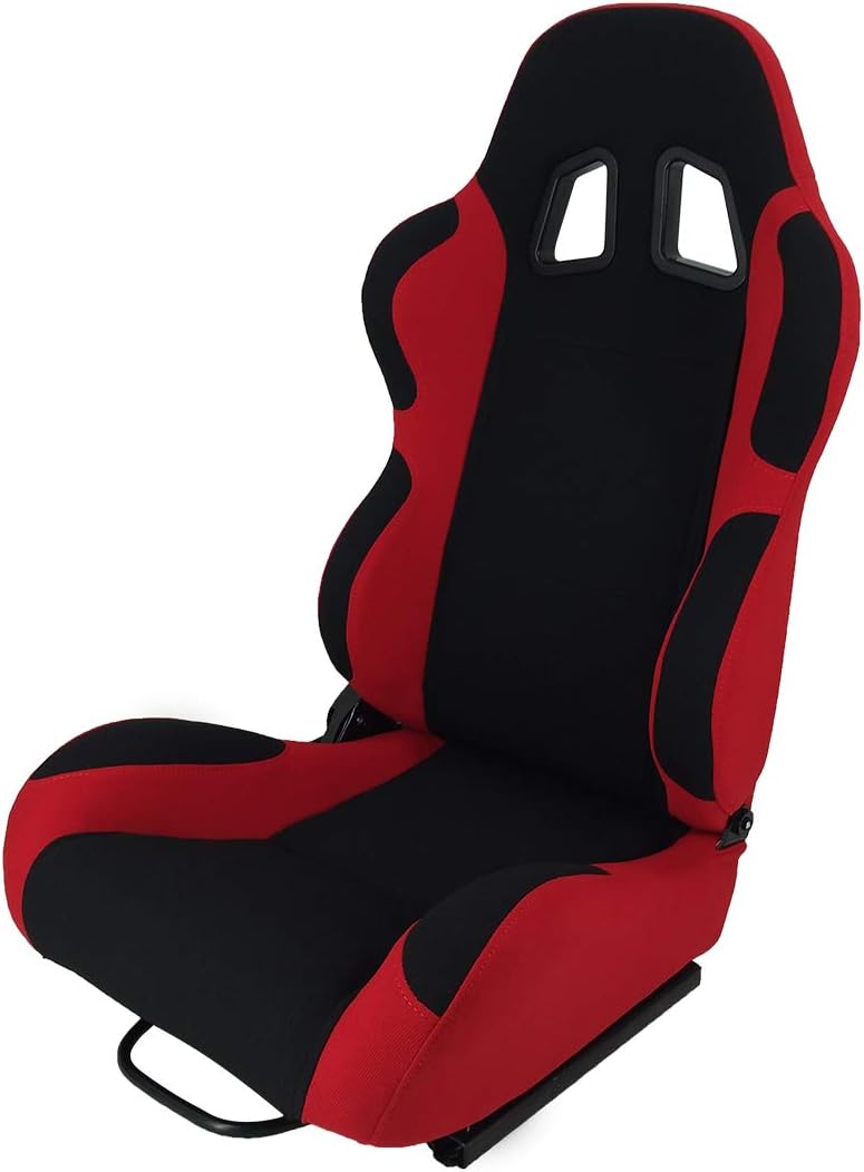 Parts-Diyer Racing Bucket Seats for Car Pair of Single Regulator Double Slide Track Race Car Seats Black Red Racing Seats