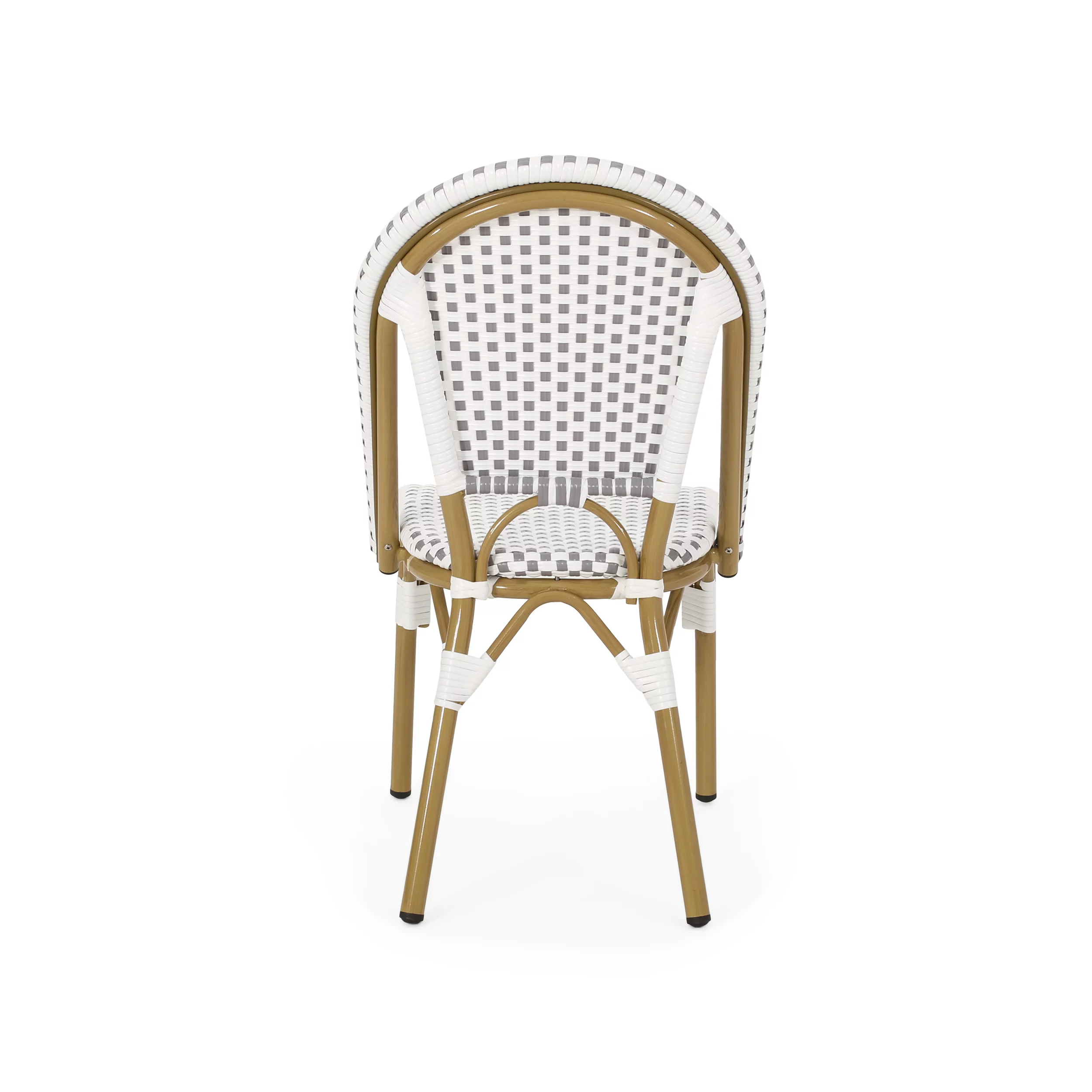 Ryder Outdoor French Bistro Chair, Set of 4, Gray, White, Bamboo Finish