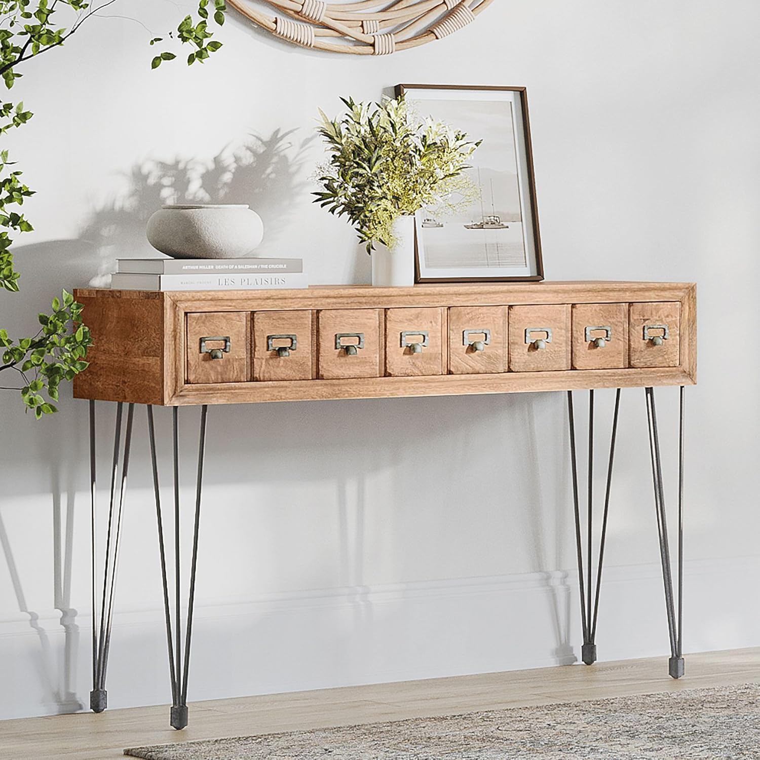 Jofran Inc. American Vintage Solid Wood Console Table with Apothecary Drawers