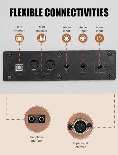 88 Key Weighted Digital Piano - Wooden Desk Electric Piano Transforms Between Desk and Vanity - Progressive Hammer-Action Keyboard
