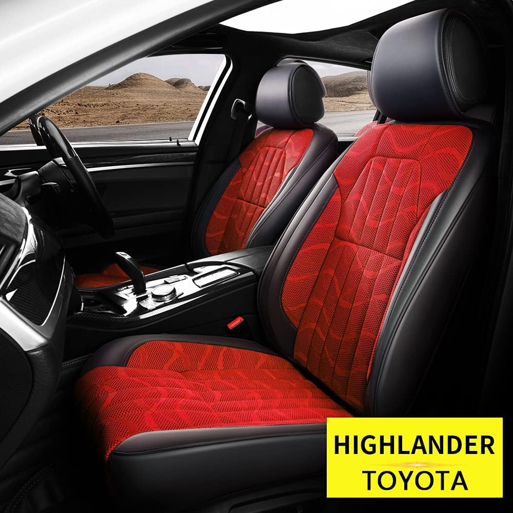 AOMSAZTO Custom Fit for Toyota Highlander 2015-2019 Faux Leather Car Seat Covers Full Set Compatible Airbag Highlander Seat Protector (Excluding 2nd