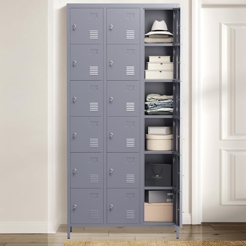 6 Doors Metal Lockers for Employees 72" H Storage Cabinet Lockable Locker with Shelves Steel Storage Locker for Gym School Office Home Requires