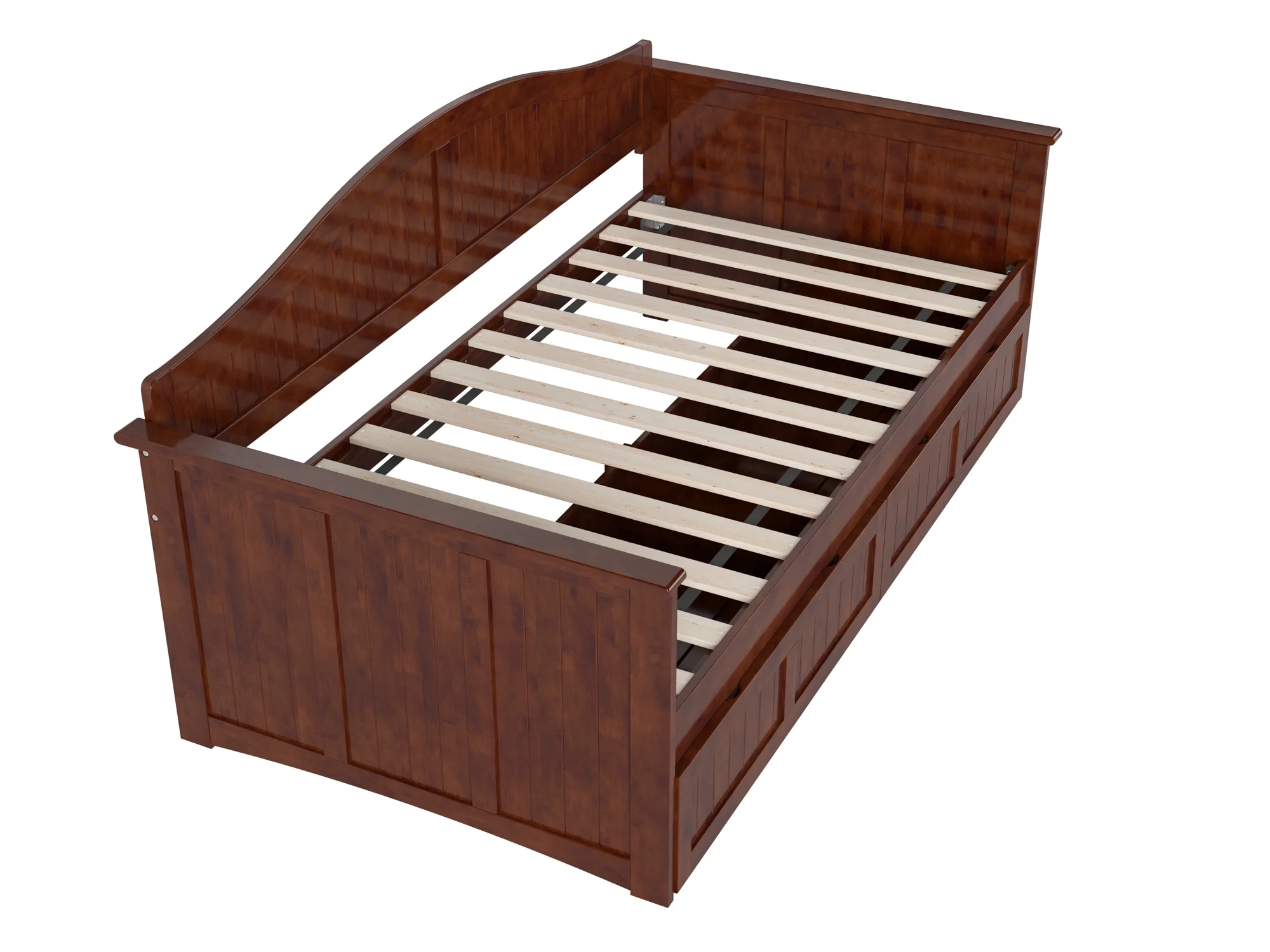 AFI Nantucket Wood Twin Size Daybed Frame with 2 Storage Drawers Walnut